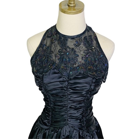 Gunne Sax Jessica McClintock 80s Tiered Sparkle Prom Dress - Picture 2 of 11